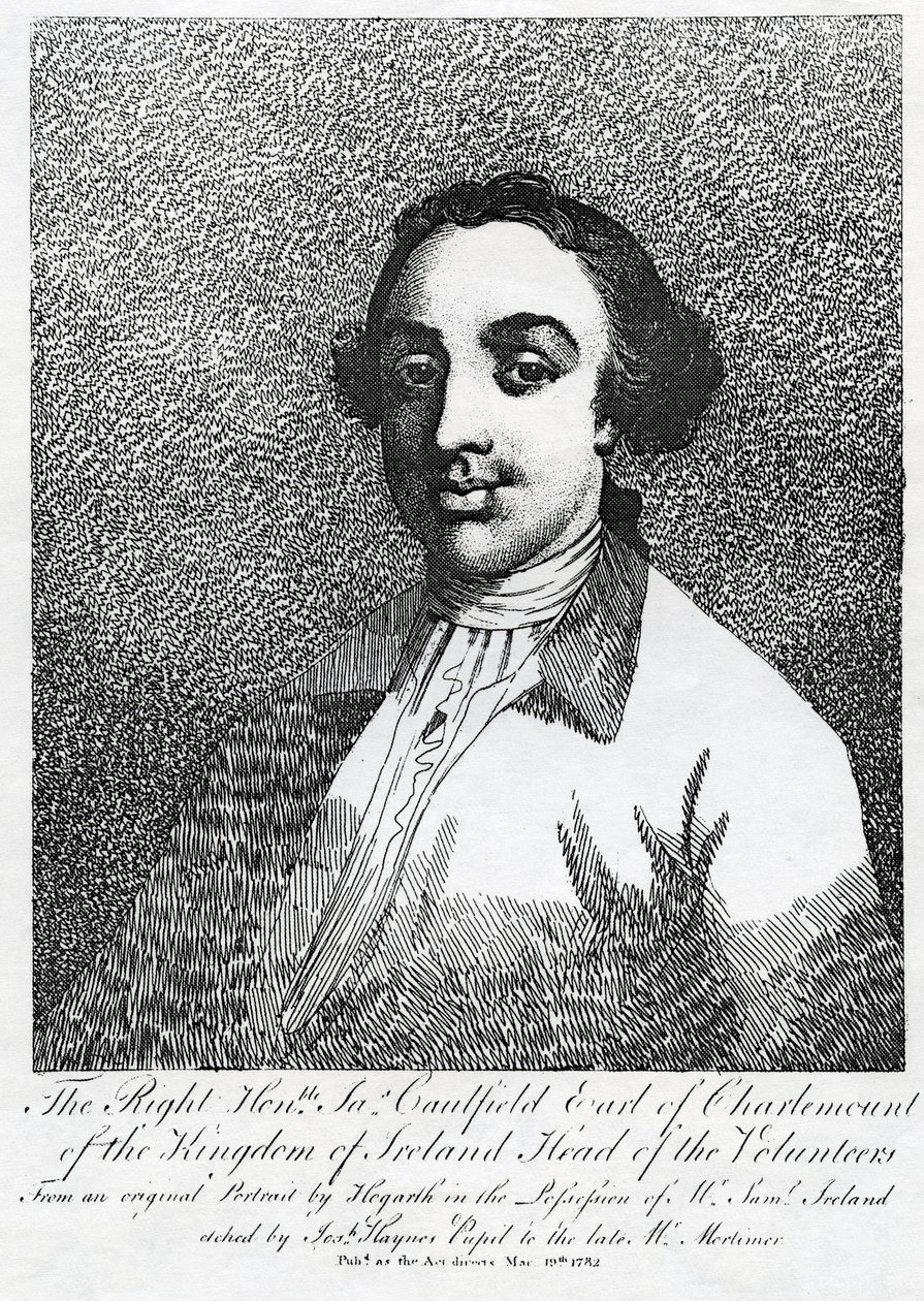 James Caulfield, primer Conde de Charlemont, grabado por Joseph Haynes, 1782 de William Hogarth