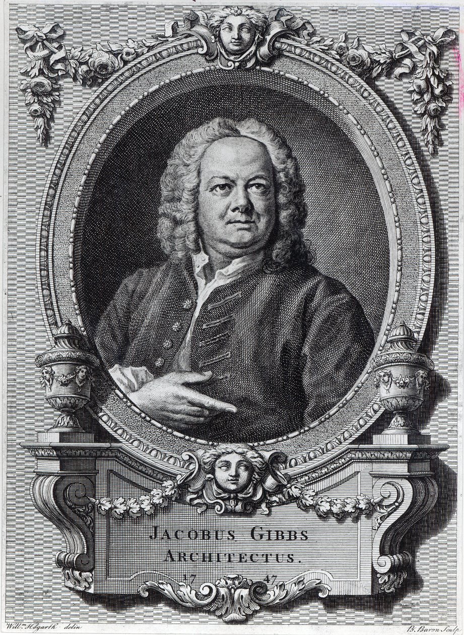 James Gibbs, grabado por Bernard Baron, 1747 de William Hogarth