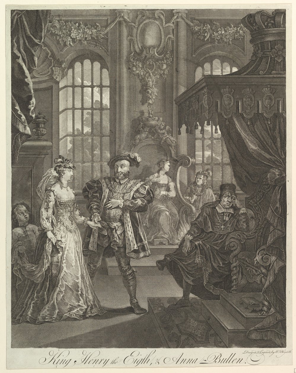 Rey Enrique VIII y Anna Bullen, ca. 1728 de William Hogarth