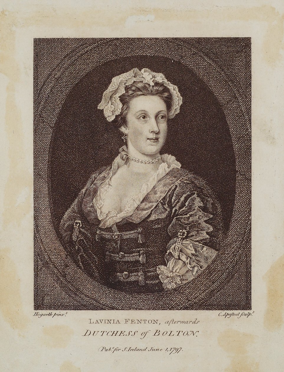 Lavinia Fenton, luego Duquesa de Bolton, grabado por Cornelius Apostool (1762-1844), 1797 de William Hogarth