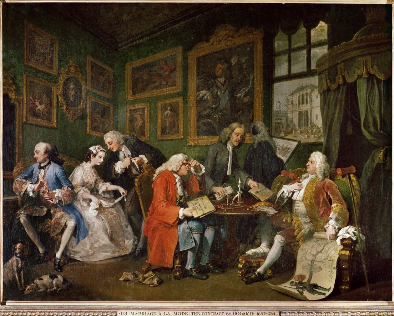 Mariage a la mode, serie de seis cuadros satíricos (pintura sobre lienzo) de William Hogarth
