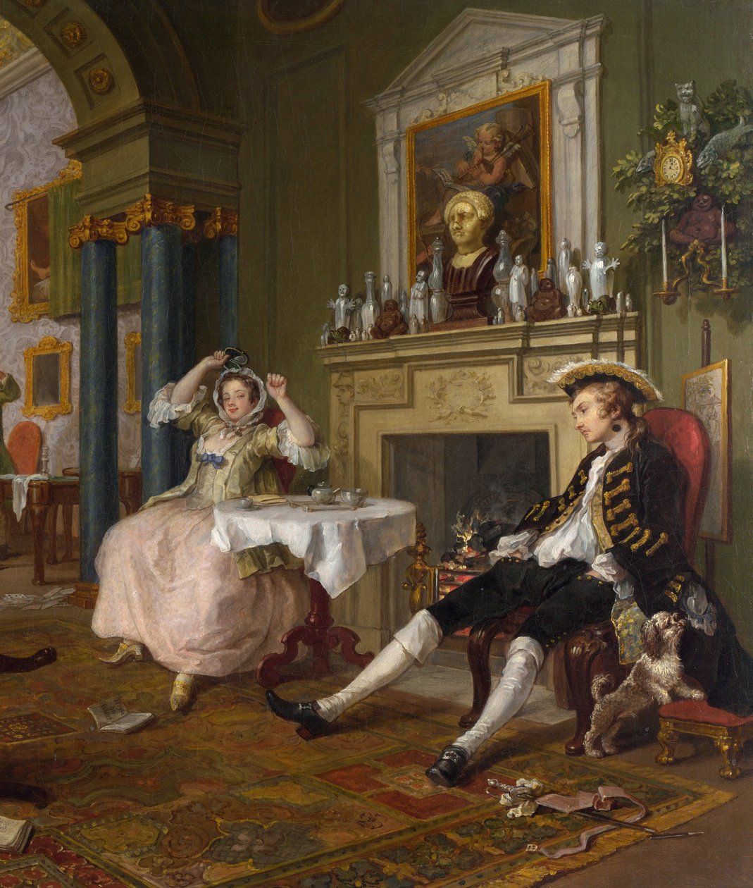 Matrimonio a la moda: II- La Tête à Tête, c.1743 (detalle) de William Hogarth