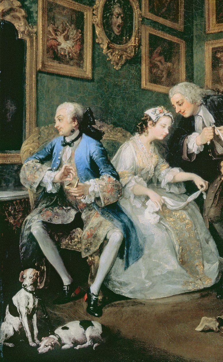 El matrimonio a la moda: I - El acuerdo matrimonial, c.1743 (detalle) de William Hogarth