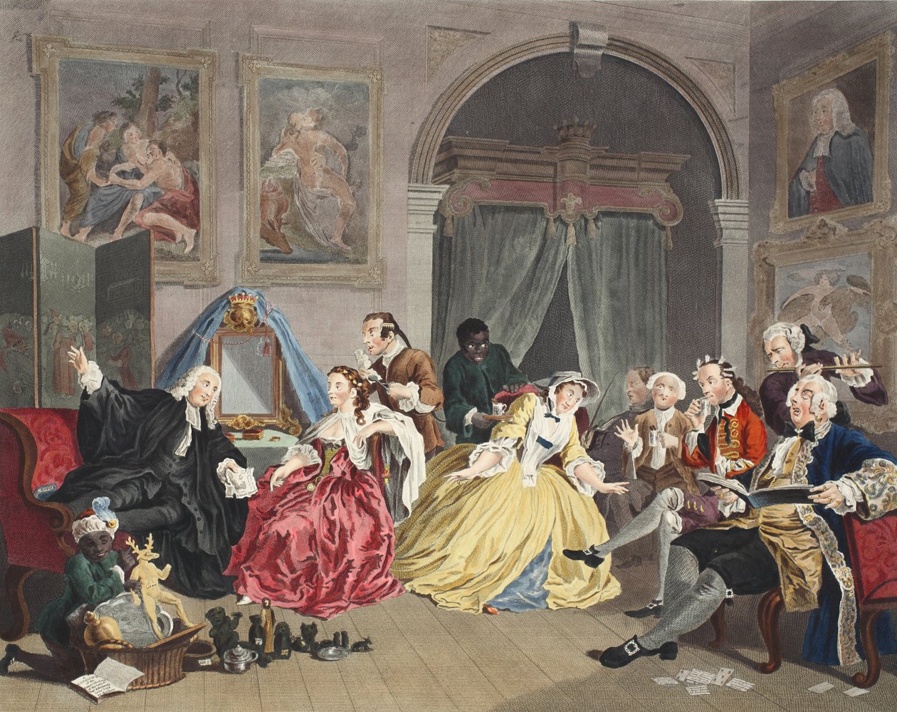 Matrimonio a la moda, Placa IV, El tocador, ilustración de 