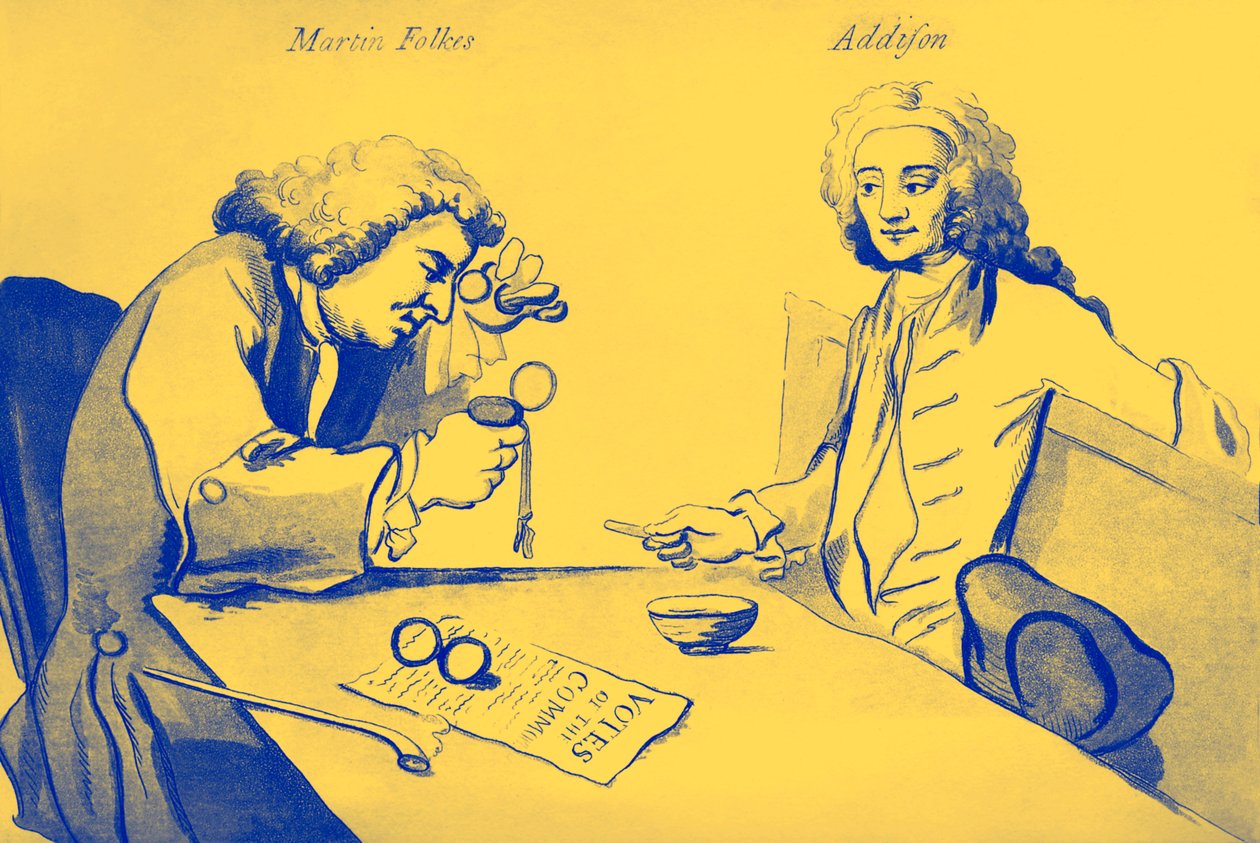 Martin Folkes y Addison en la cafetería de Button de William Hogarth