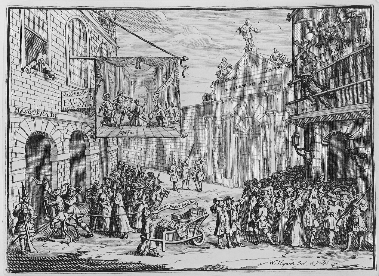 Mascaradas y Óperas, Burlington Gate, 1724 de William Hogarth