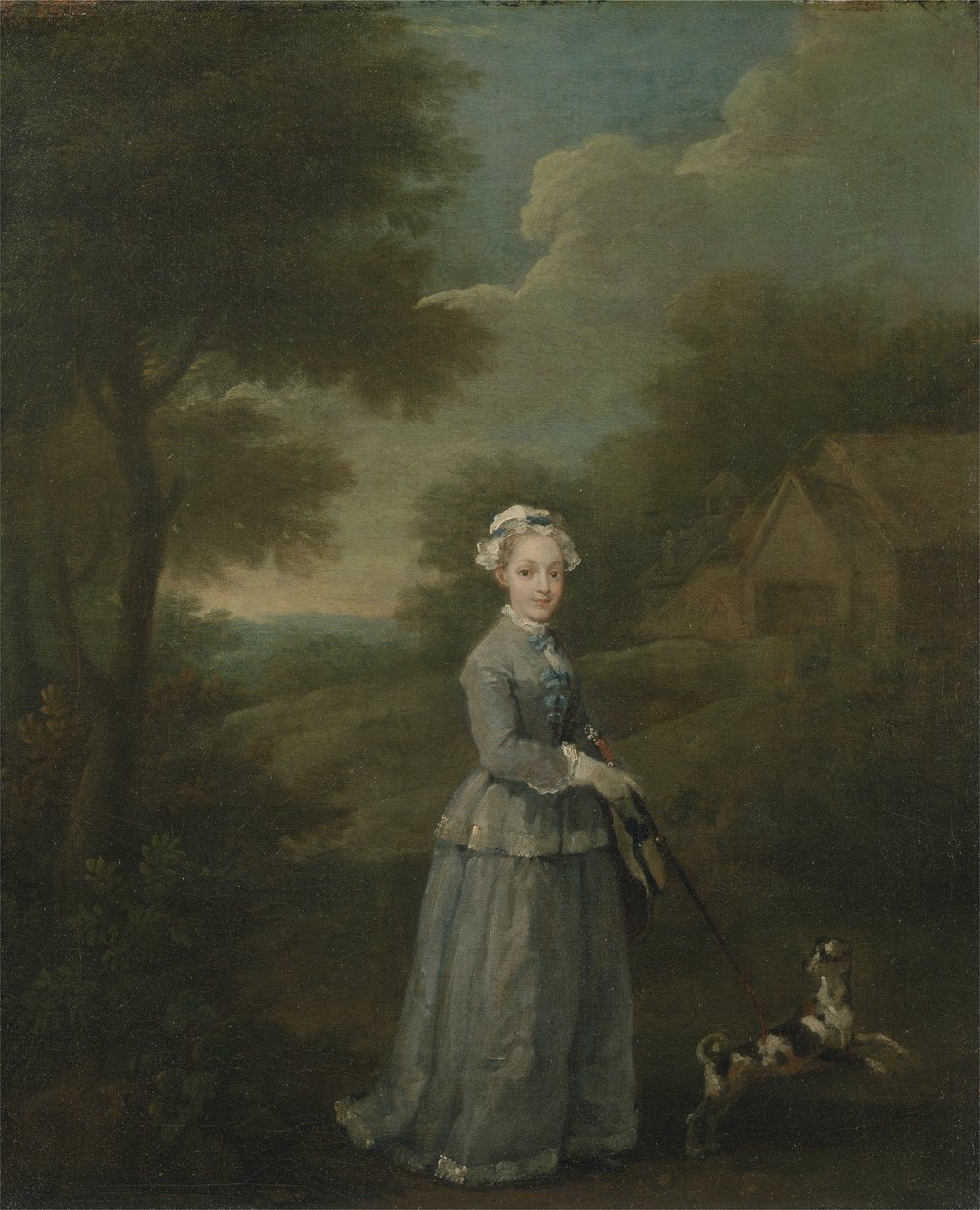 La señorita Wood con su perro, c.1730 de William Hogarth