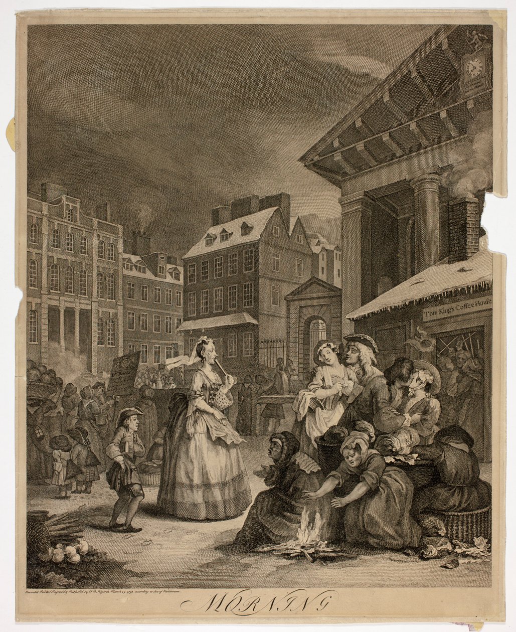 Mañana, lámina uno de Las cuatro horas del día de William Hogarth