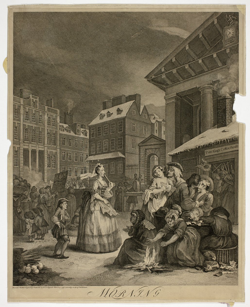 Mañana, lámina uno de Las cuatro horas del día de William Hogarth