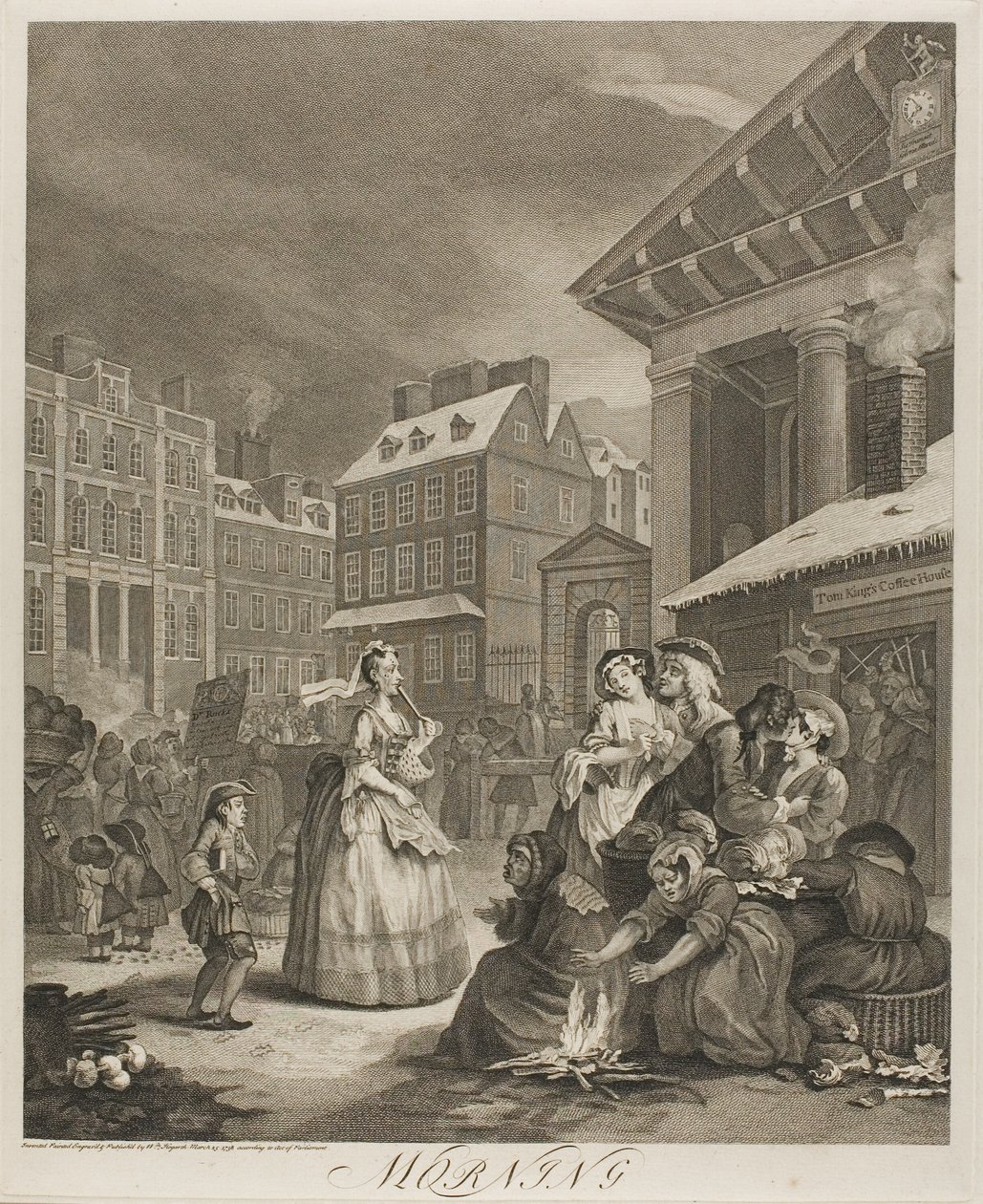 Mañana, lámina uno de Las cuatro horas del día de William Hogarth
