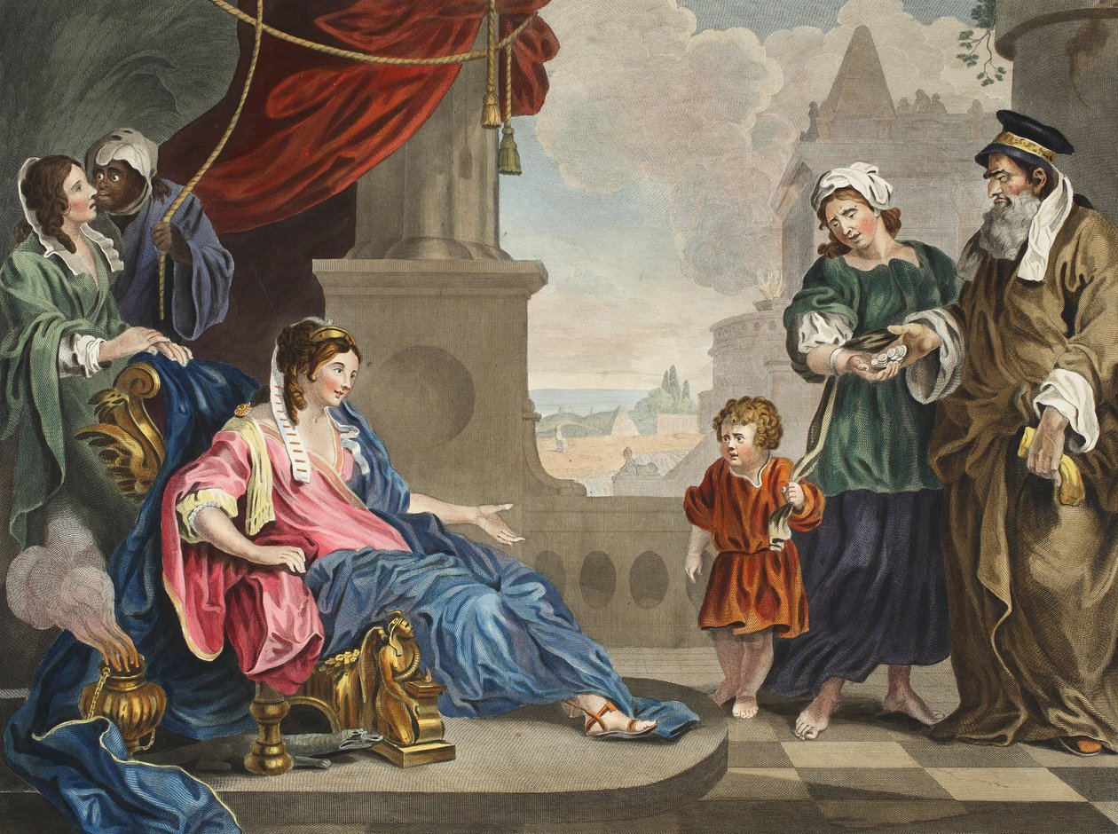Moisés llevado a la hija del faraón, ilustración de 