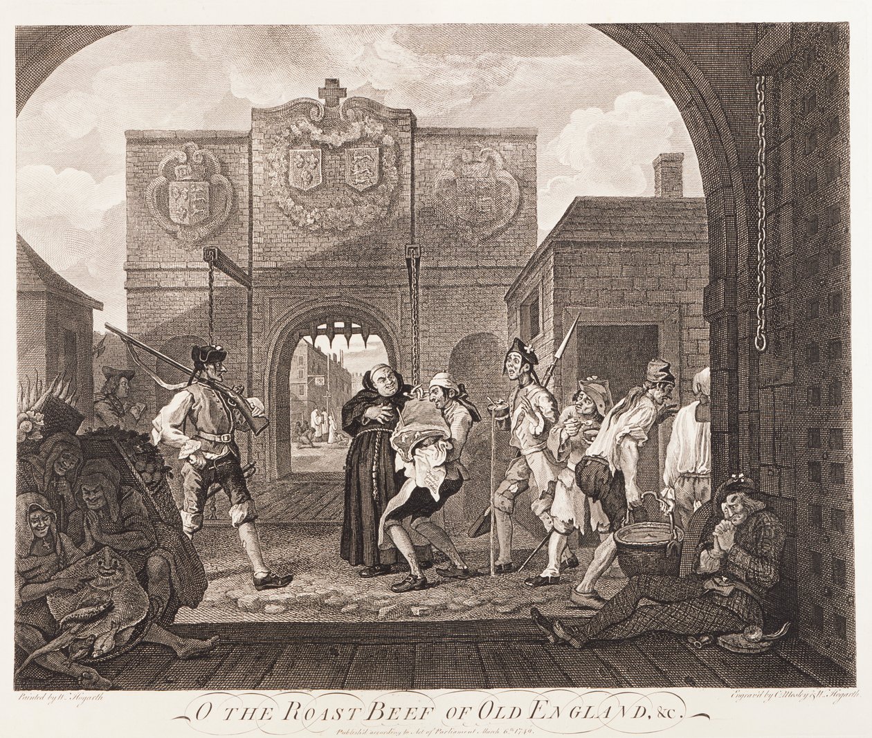 O el asado de carne de Inglaterra, 1749 de William Hogarth