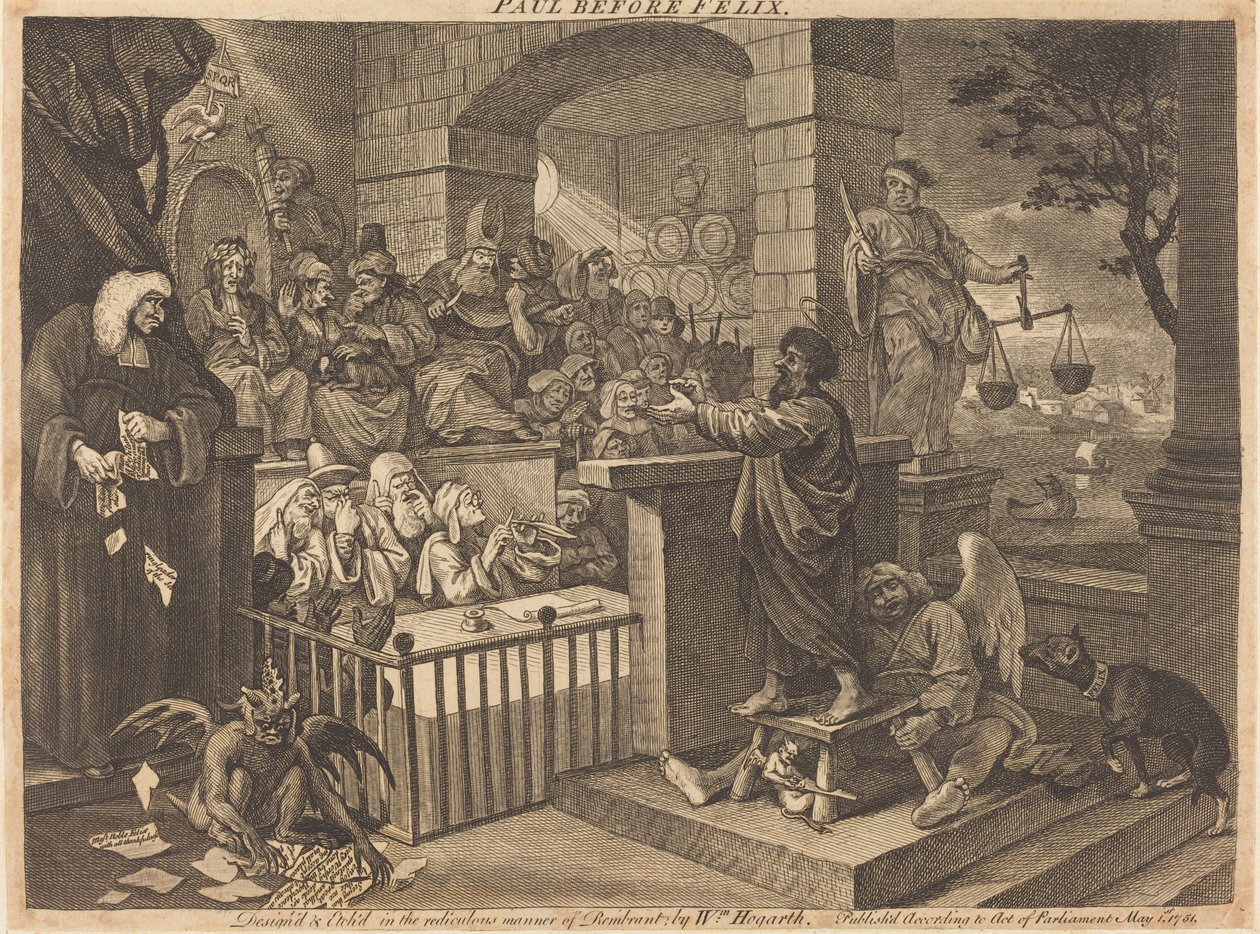 Pablo ante Félix Burlesqueado de William Hogarth