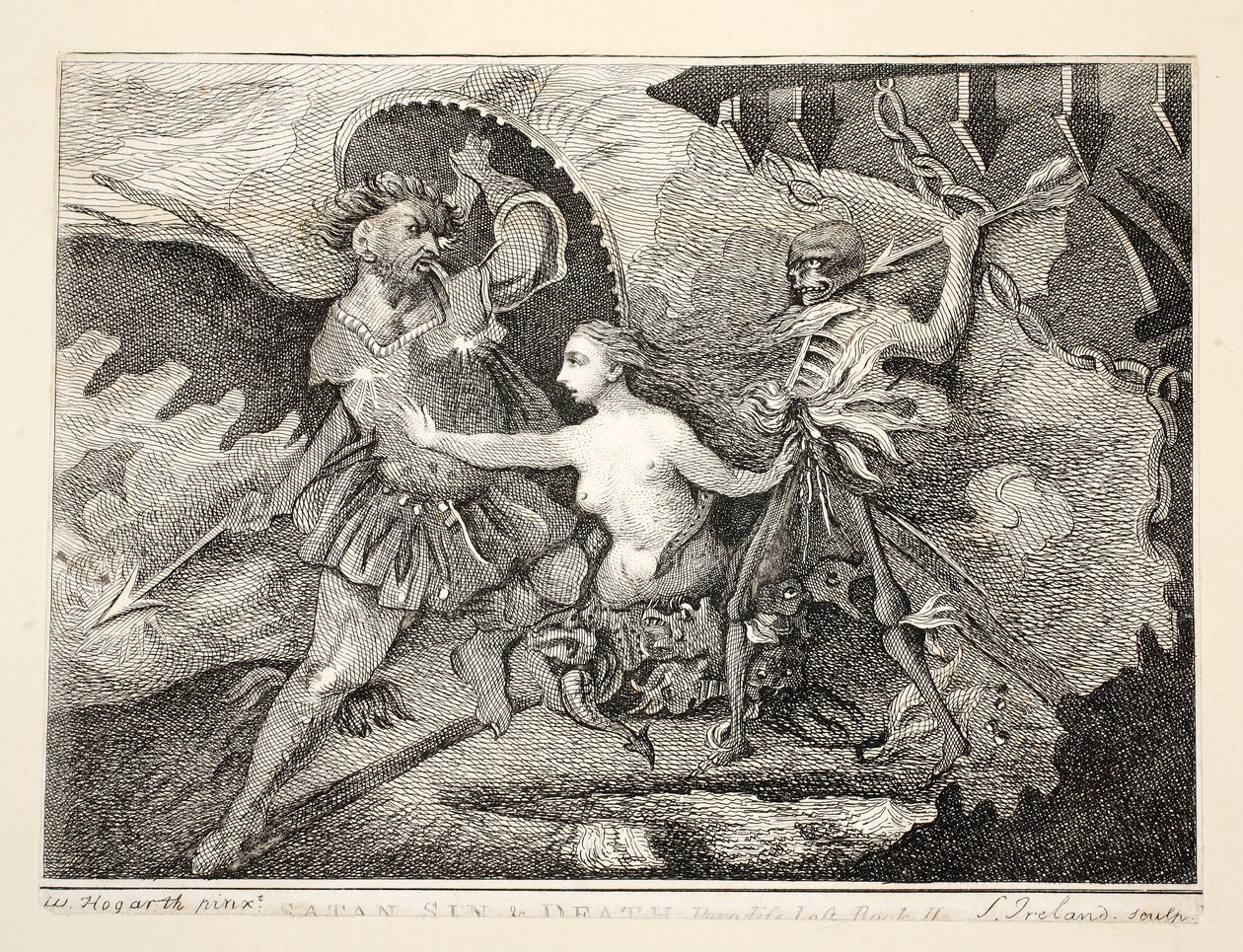 Satanás, Pecado y Muerte, pub. 1792 de William Hogarth