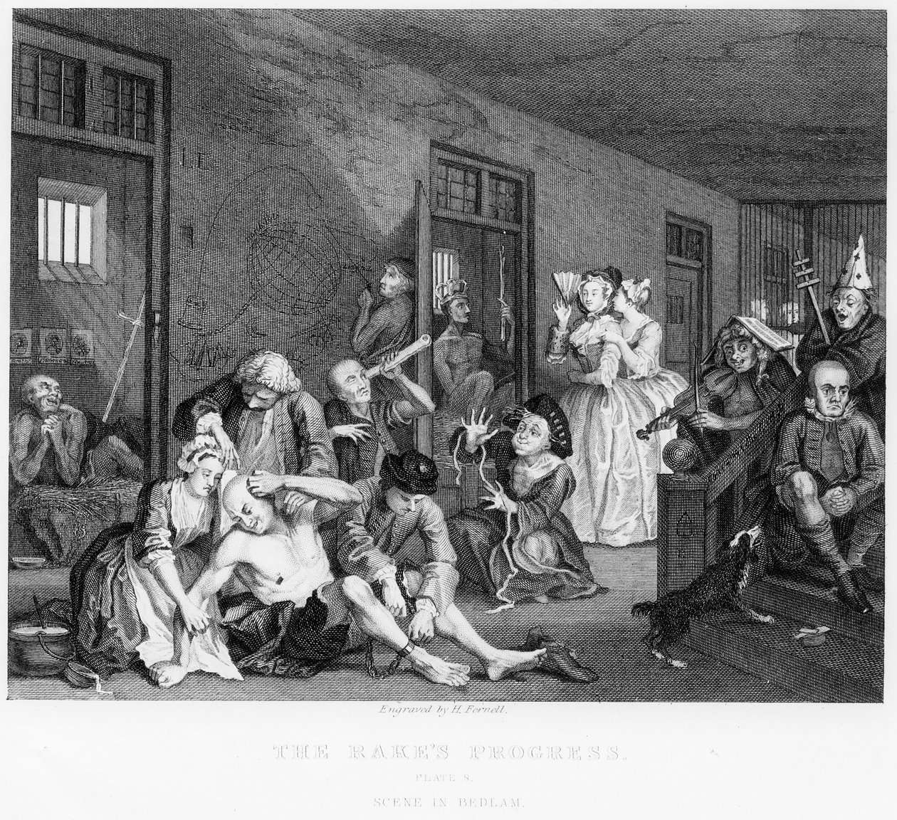 Escena en Bedlam, lámina VIII, de 
