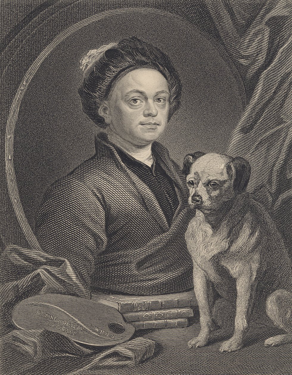 Autorretrato, grabado por J. Mollison de William Hogarth