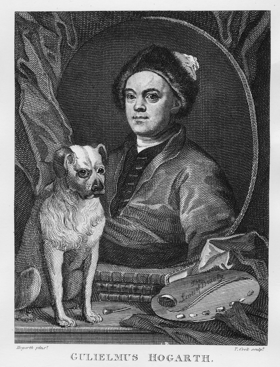 Autorretrato, grabado por T. Cook, 1809 de William Hogarth