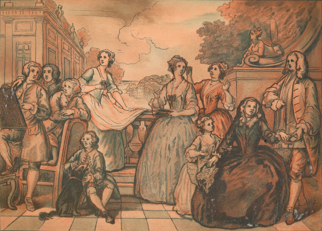 Boceto para La conversación de la familia Jones, 1730 de William Hogarth