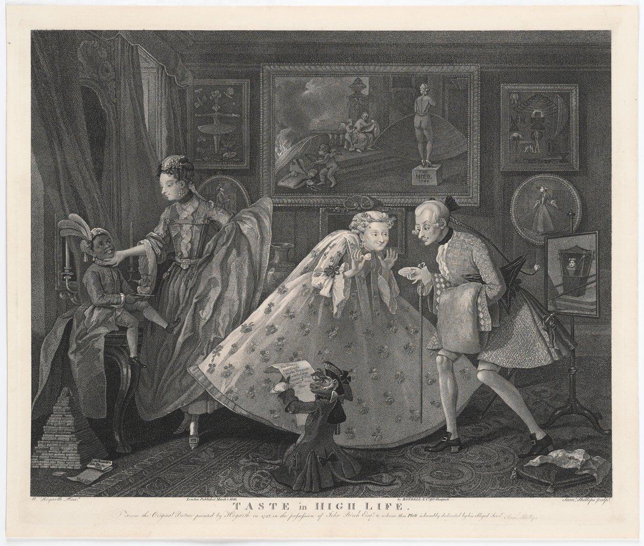 Gusto en la Alta Sociedad, grabado por Samuel Phillips, 1808 de William Hogarth