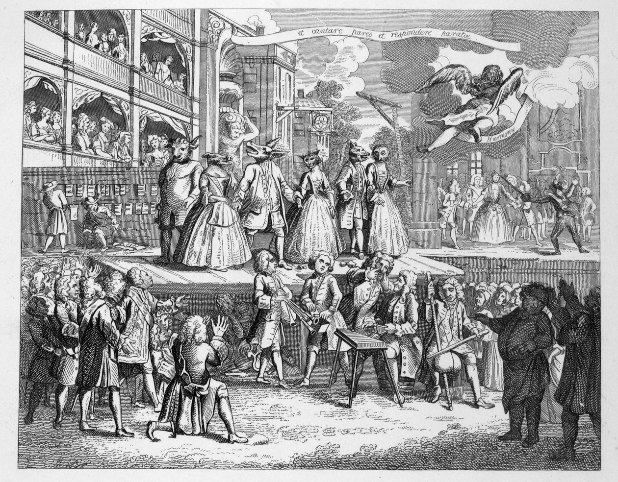 La ópera de los mendigos parodiada de William Hogarth