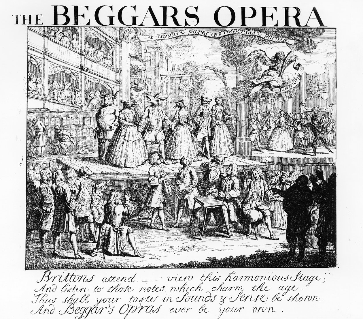 La ópera del mendigo parodiada, 1728 de William Hogarth