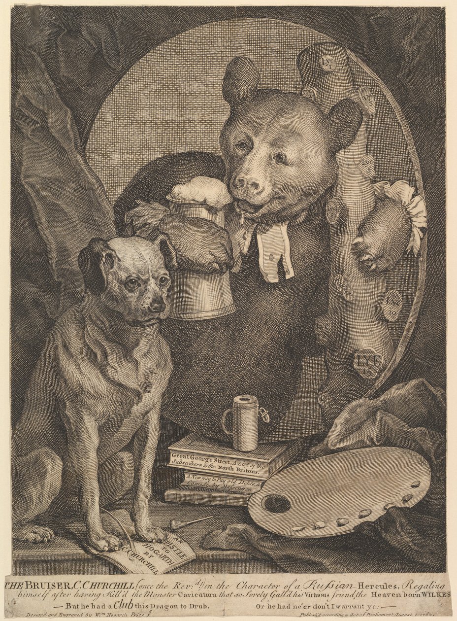 El pendenciero (caricatura de Charles Churchill) de William Hogarth