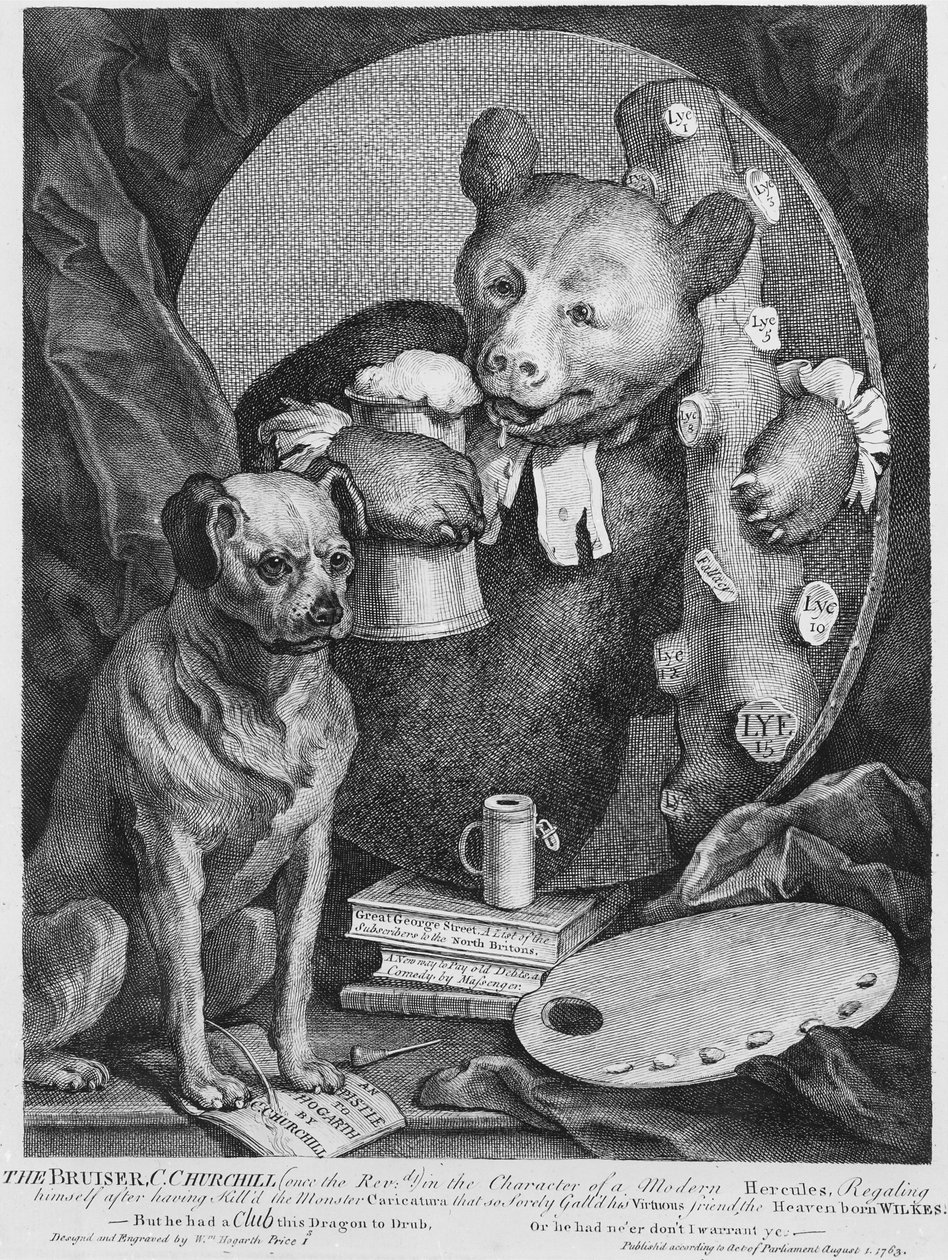 El matón Charles Churchill, una vez el reverendo, en el carácter de un Hércules ruso, 1763 de William Hogarth