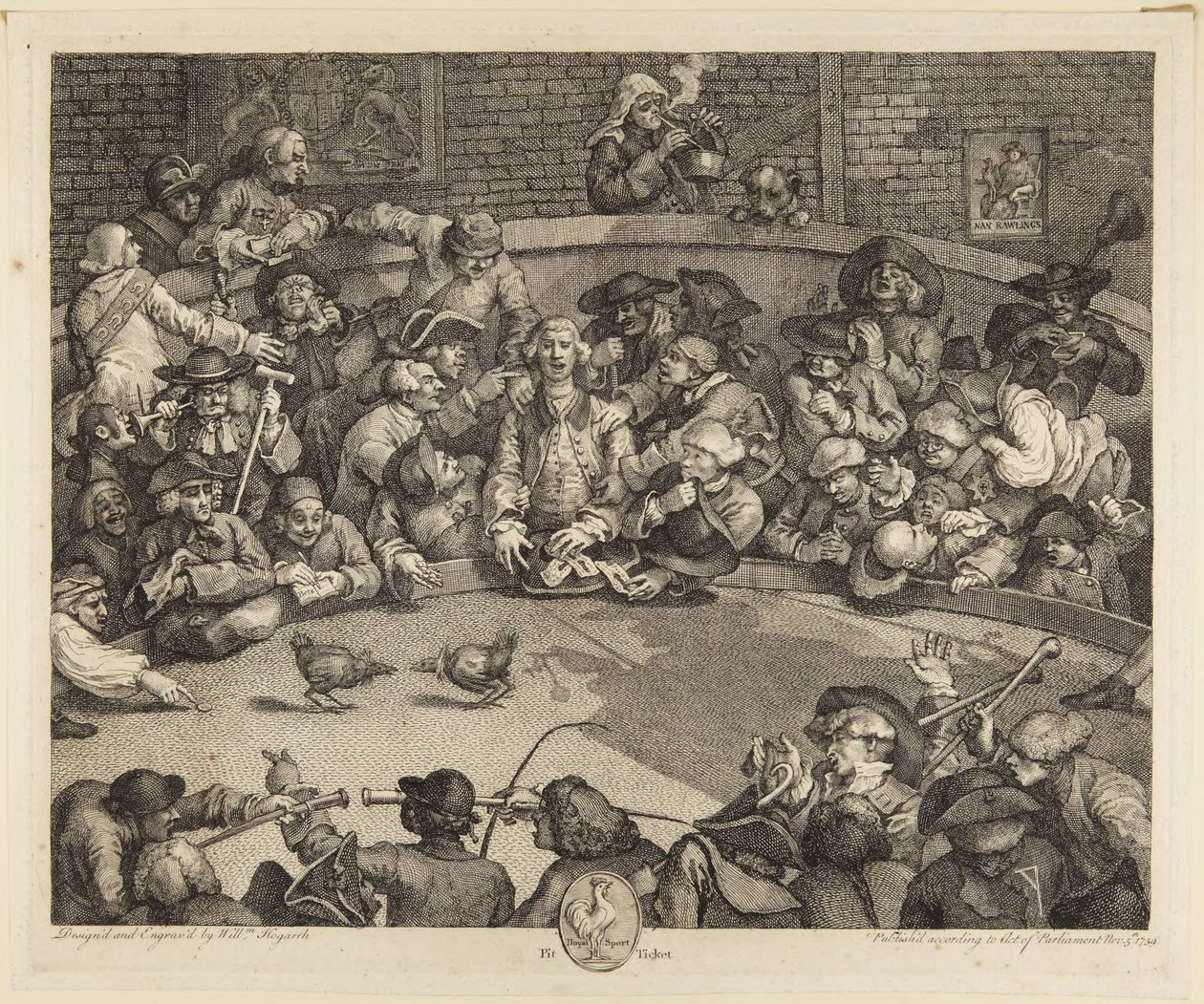 La arena de peleas de gallos de William Hogarth