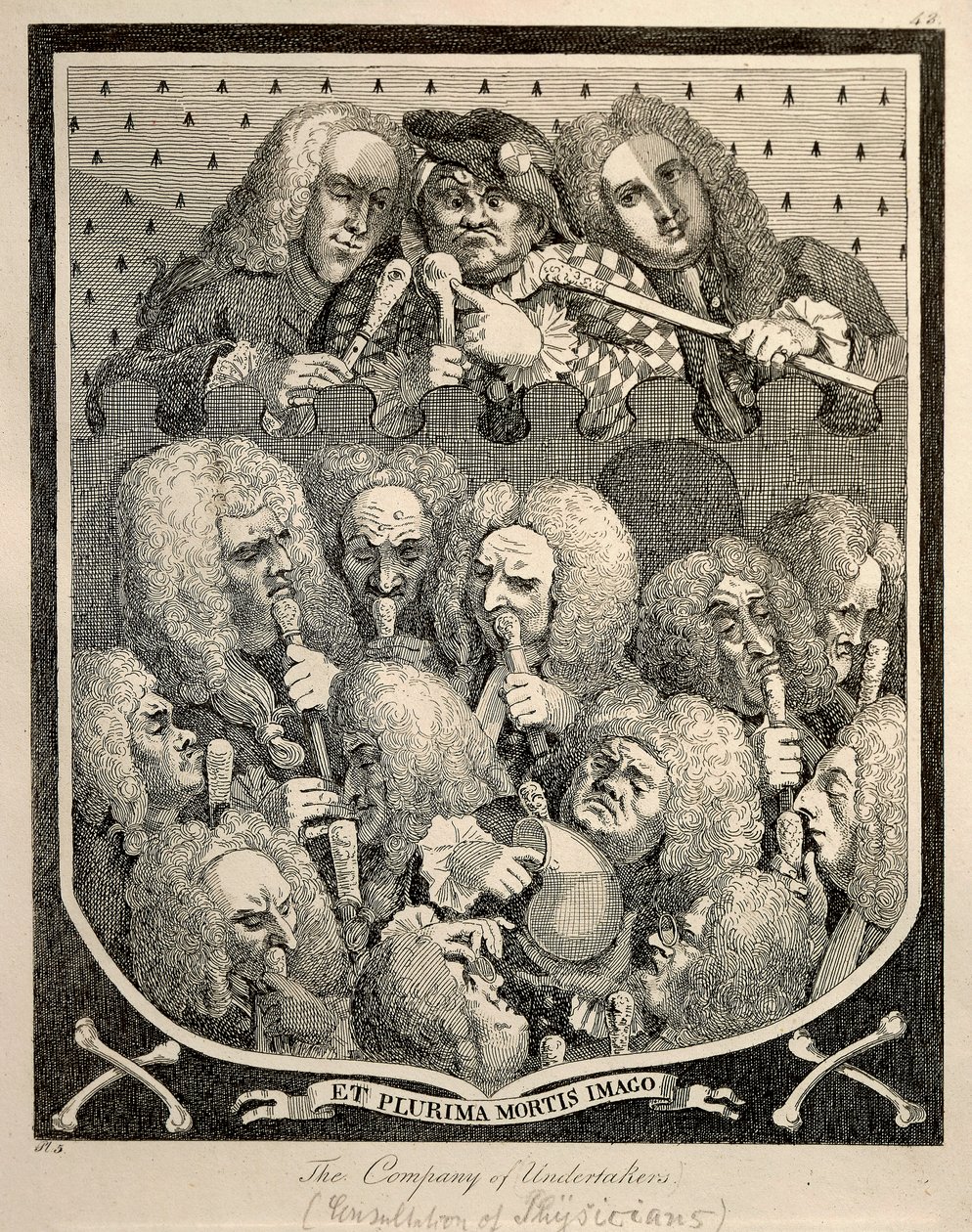 La Compañía de los Sepultureros, caricatura grabada por William Hogarth de William Hogarth