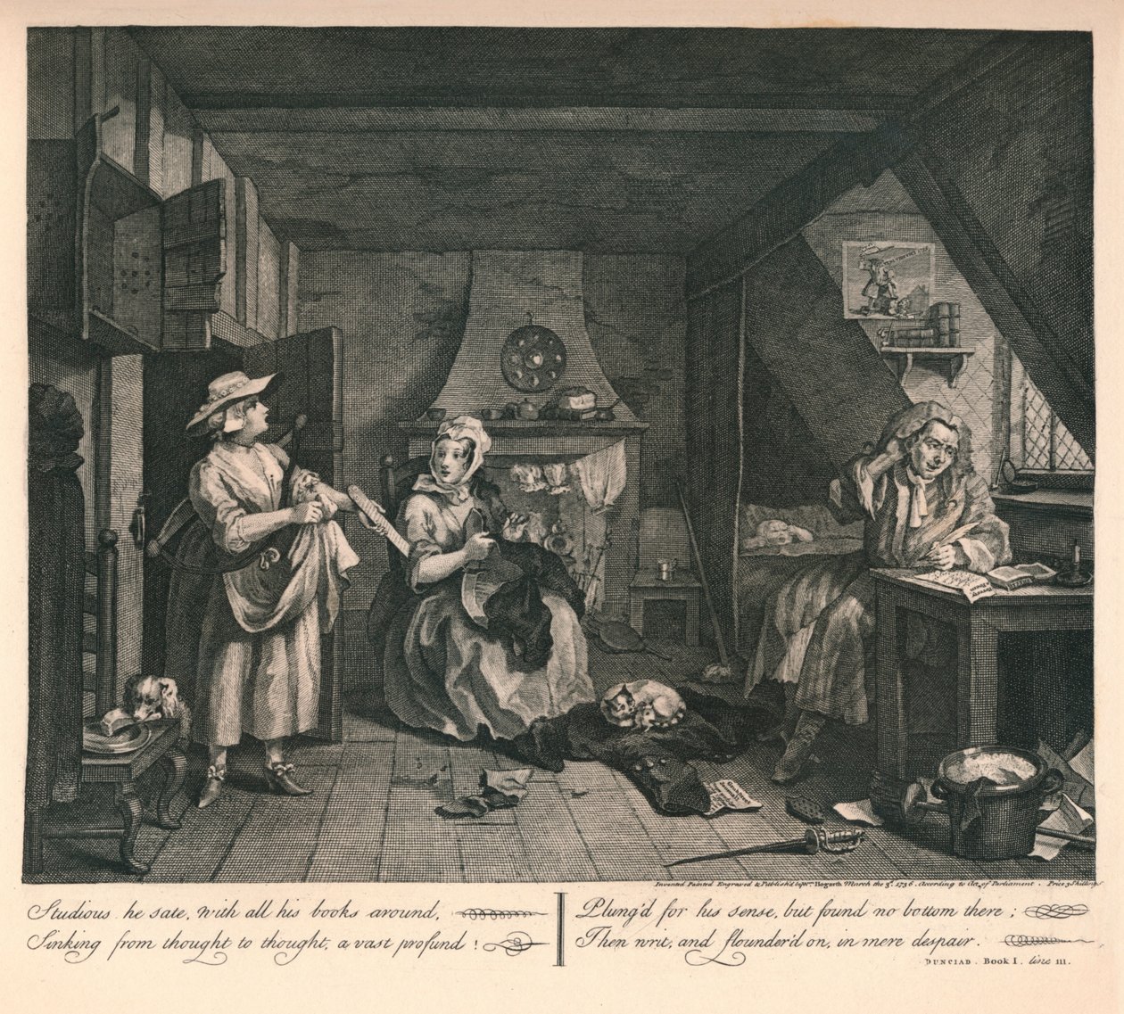 El poeta angustiado, 1740 de William Hogarth
