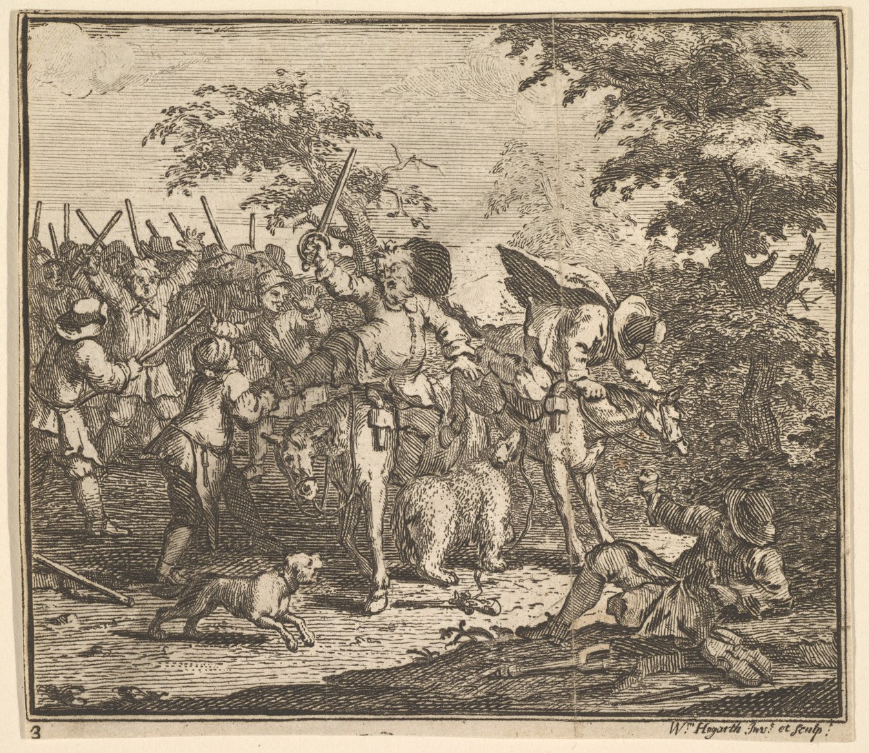 El encuentro con Talgol y Magnano Diecisiete pequeñas ilustraciones para Samuel Butler de William Hogarth