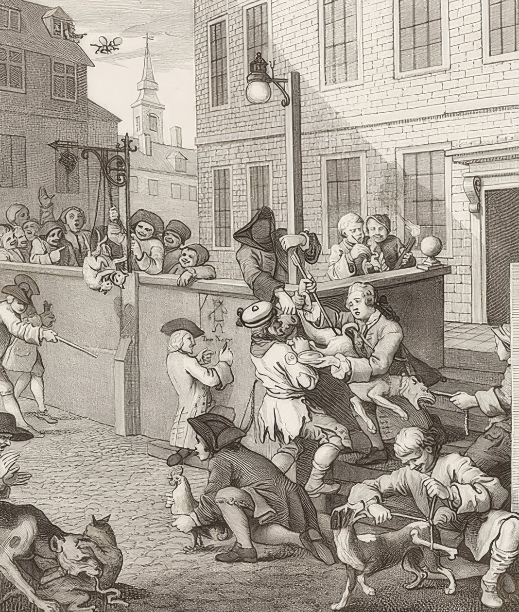 La primera etapa de la crueldad. De: Las cuatro etapas de la crueldad. 1751 de William Hogarth