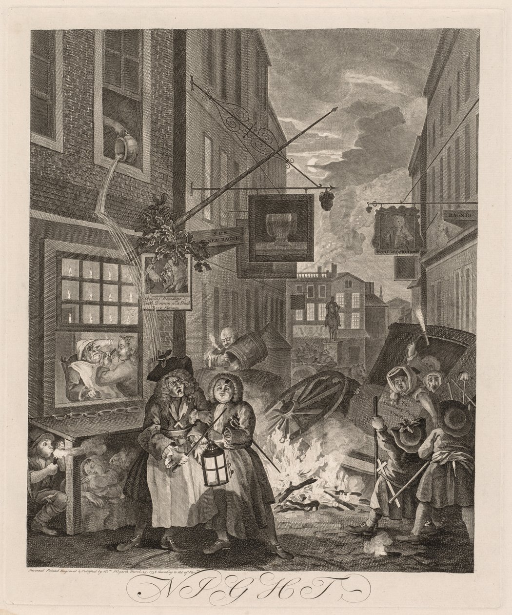 Las cuatro horas del día: Noche de William Hogarth