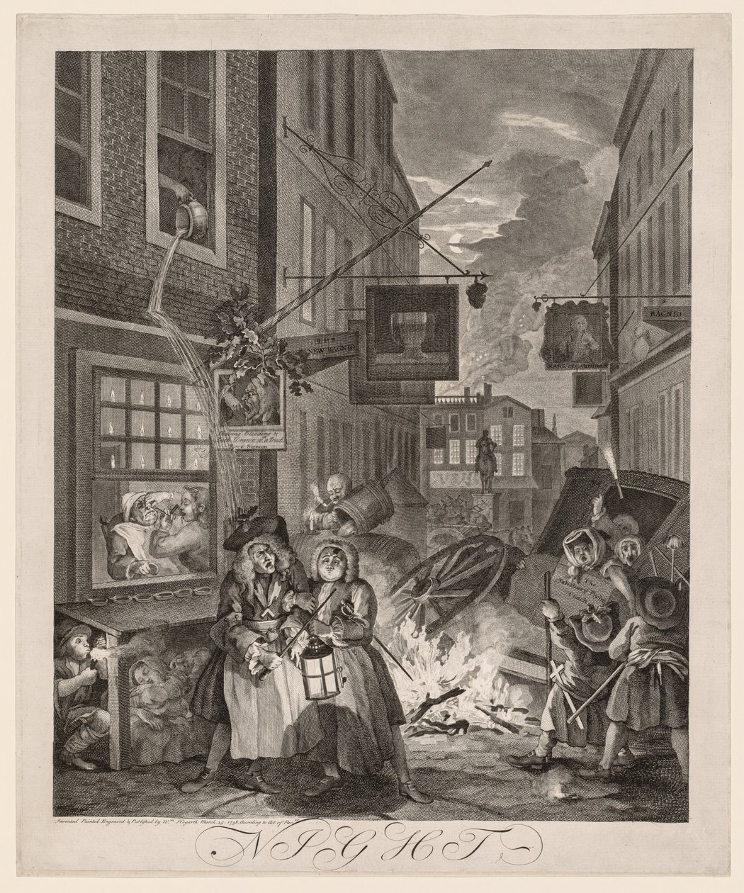 Las cuatro horas del día: Noche, 1738 de William Hogarth