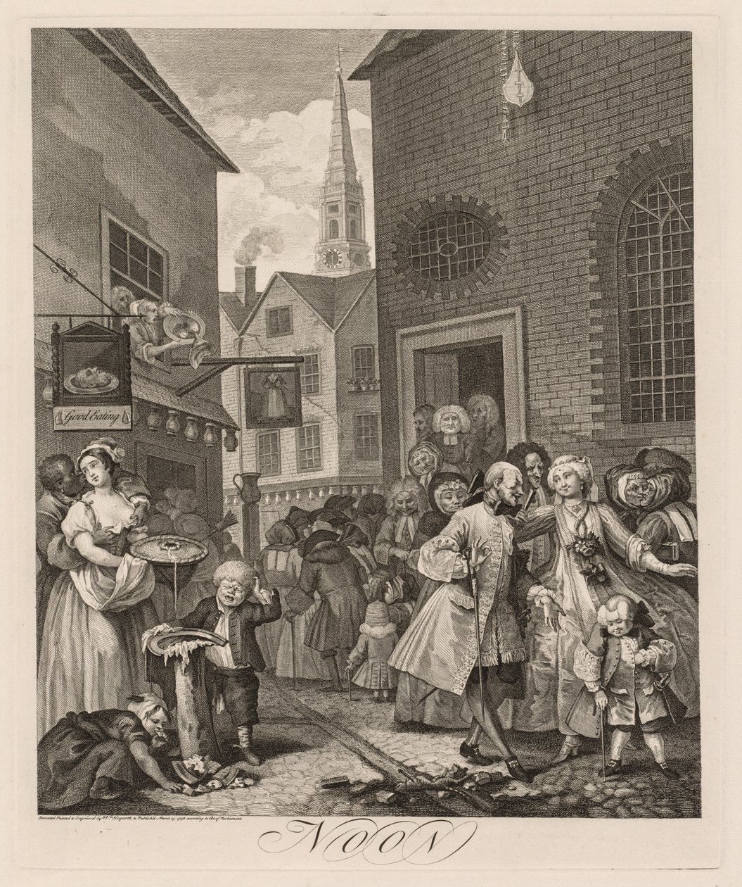 Las cuatro horas del día: Mediodía, 1738 de William Hogarth