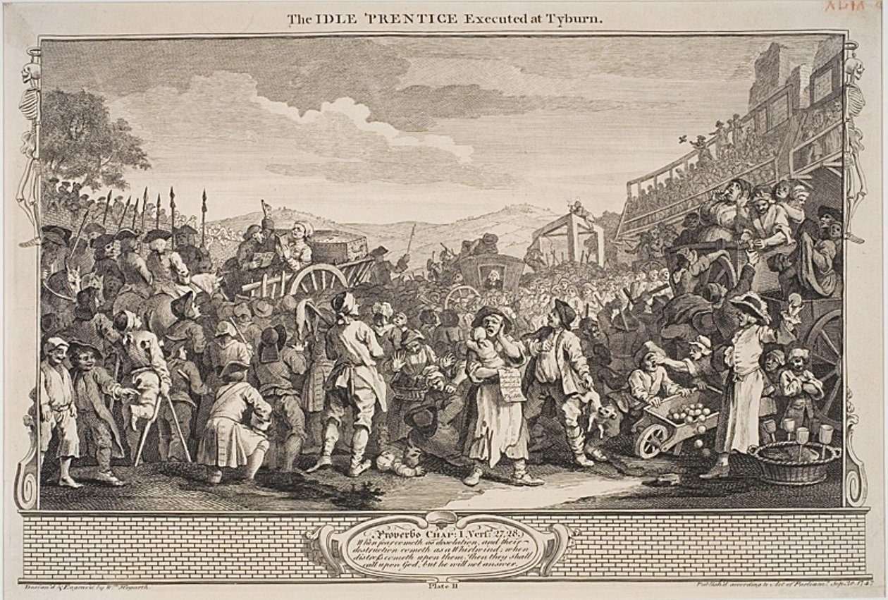 El aprendiz ocioso ejecutado en Tyburn de William Hogarth