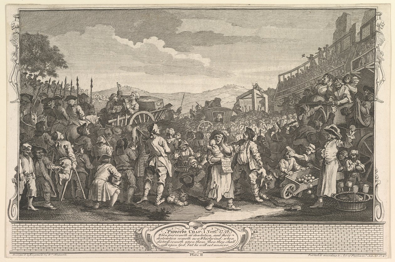 El aprendiz ocioso ejecutado en Tyburn, Industria y Ociosidad, placa 11, 30 de septiembre de 1747 de William Hogarth
