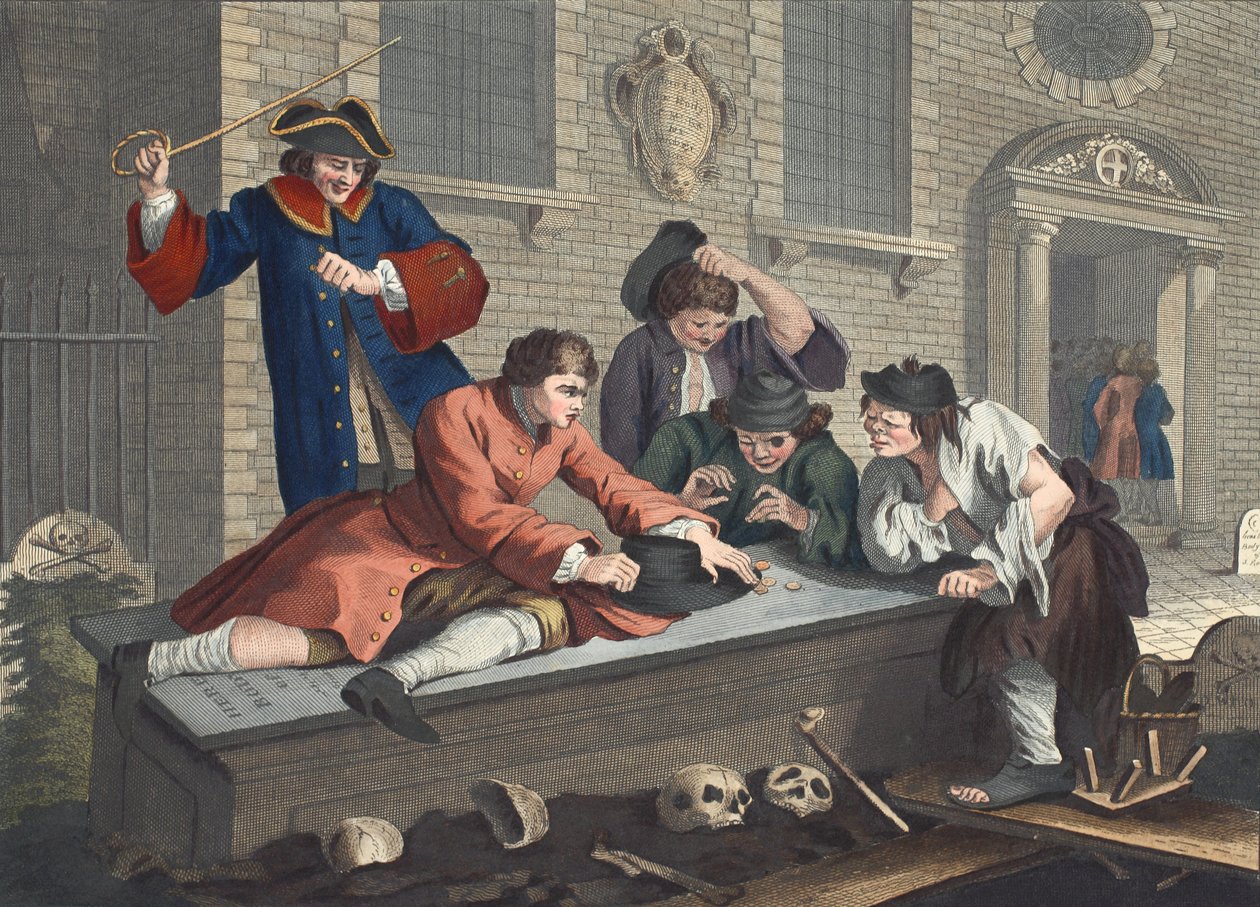El aprendiz ocioso jugando en el cementerio durante el servicio divino, lámina III de 