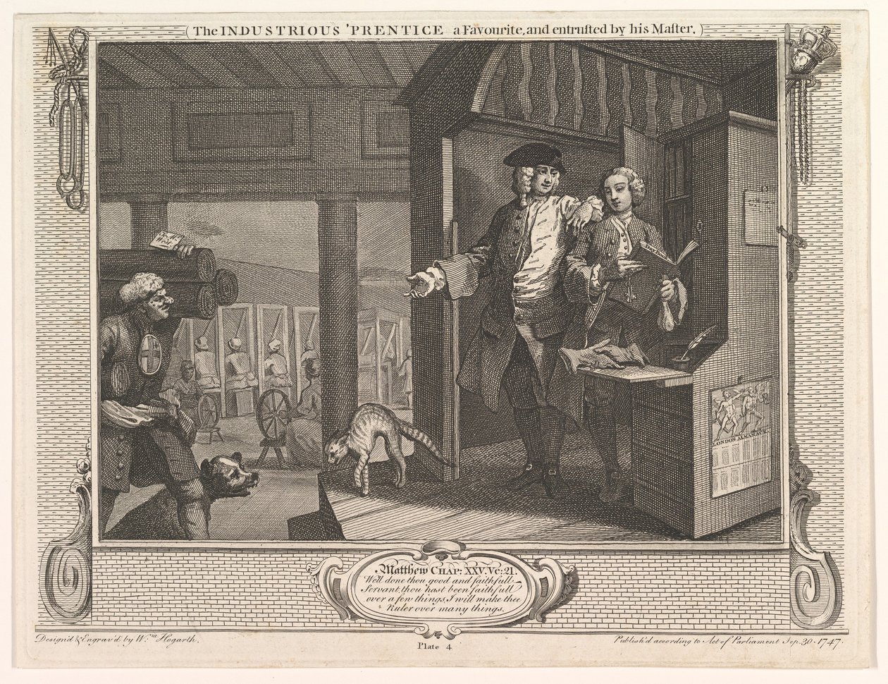 El Aprendiz Industrioso, Favorito y Confiado por su Maestro, Industria, 30 de septiembre de 1747 de William Hogarth