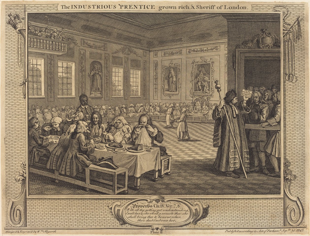 El aprendiz industrioso se vuelve rico y sheriff de Londres de William Hogarth
