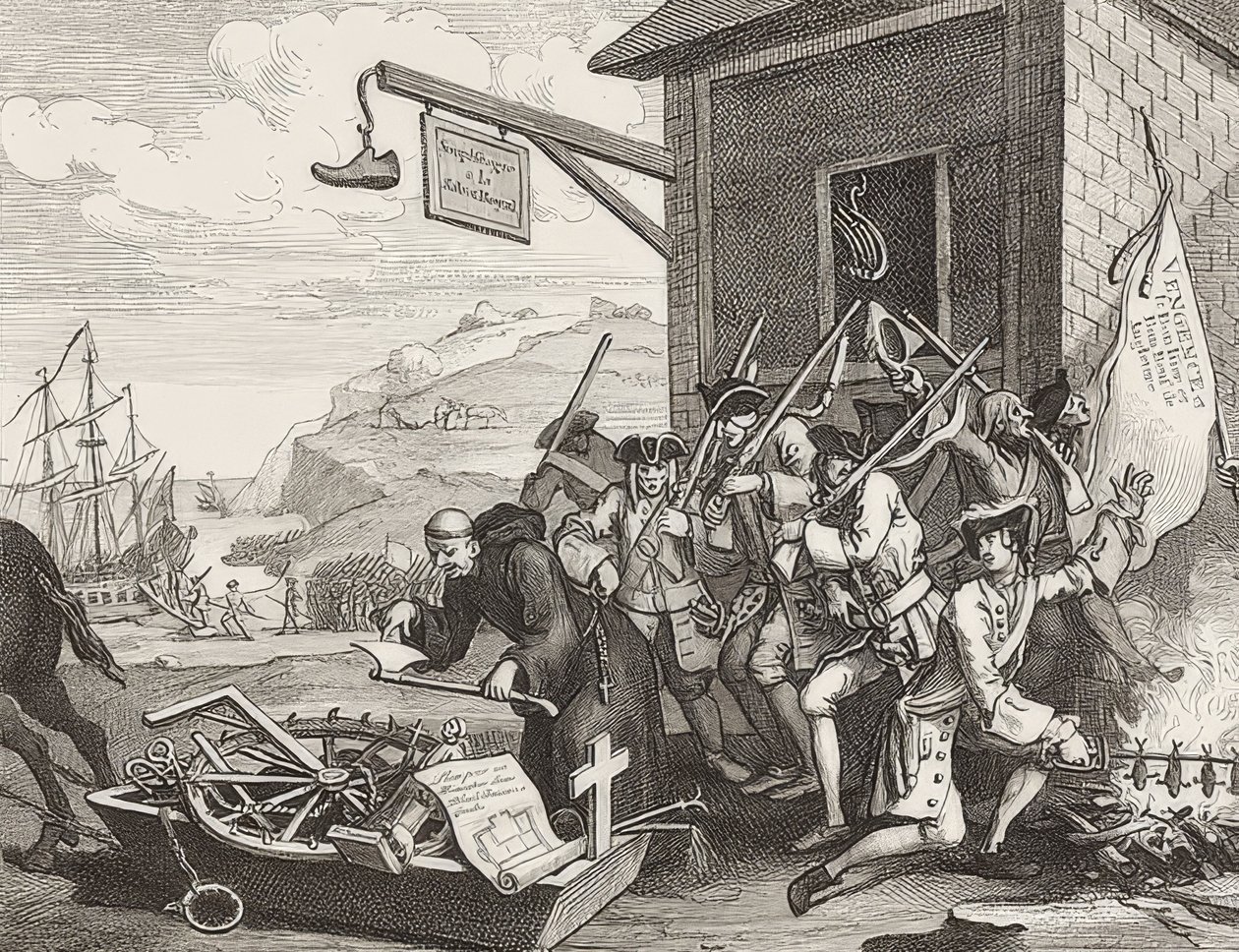 La invasión, Placa 1: Francia. 1756 de William Hogarth