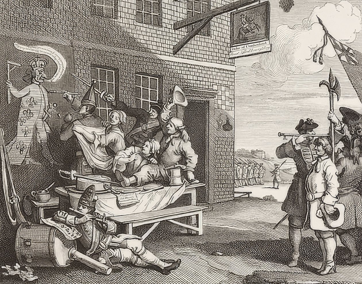 La invasión, Lámina 2: Inglaterra de William Hogarth