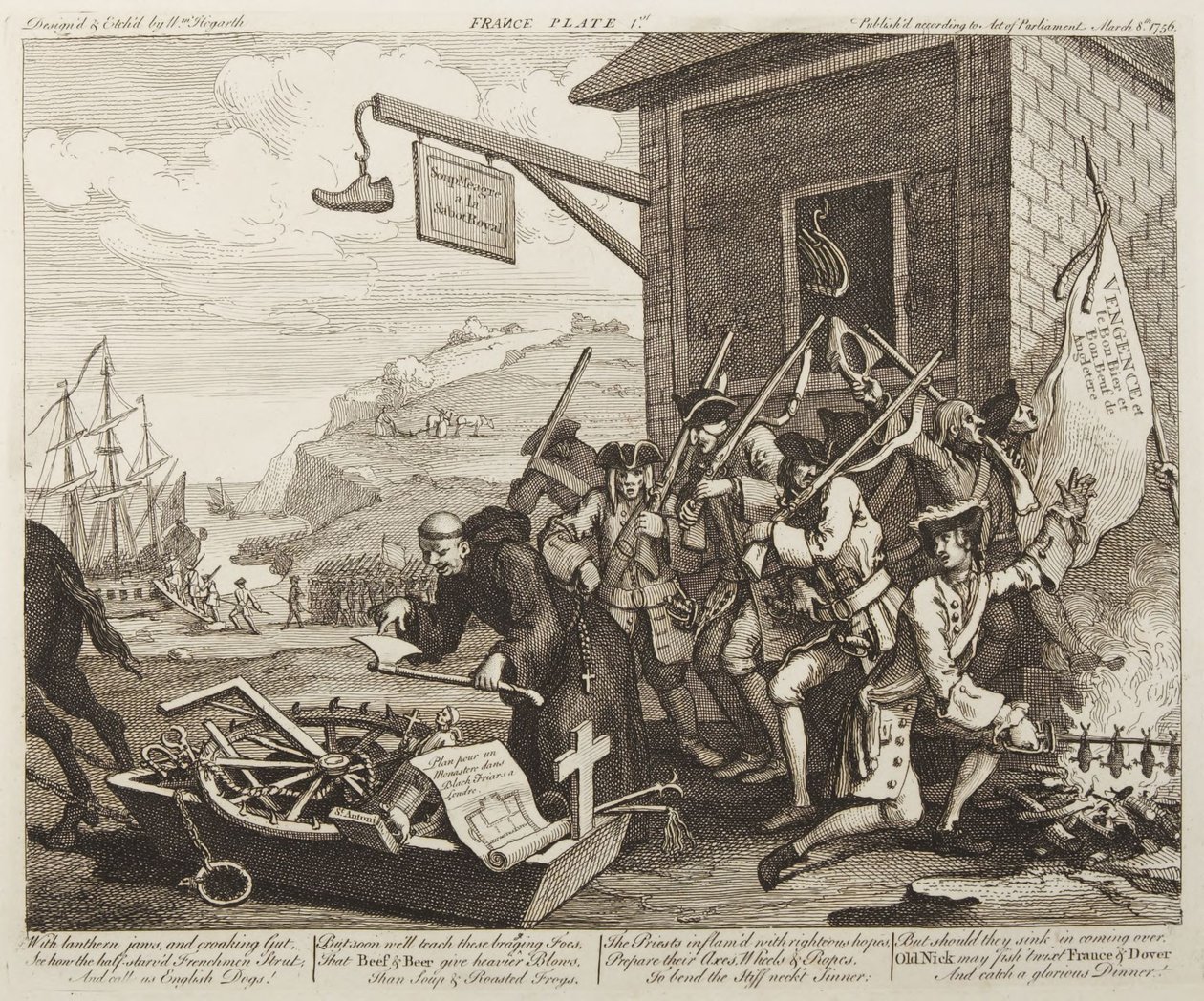 La invasión, lámina 1: Francia de William Hogarth