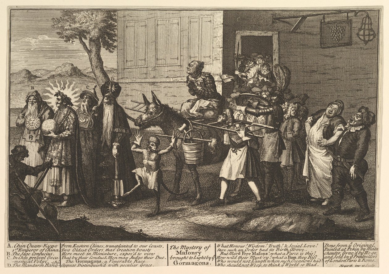 El misterio de la masonería revelado por el Go..., [primera publicación diciembre 1724] reedición posterior de William Hogarth