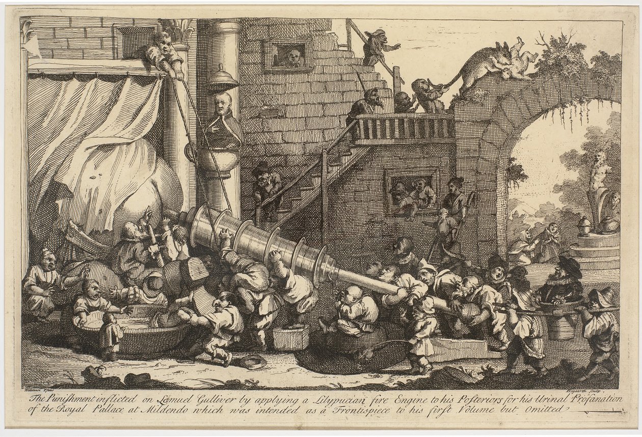 El castigo infligido a Lemuel Gulliver de William Hogarth