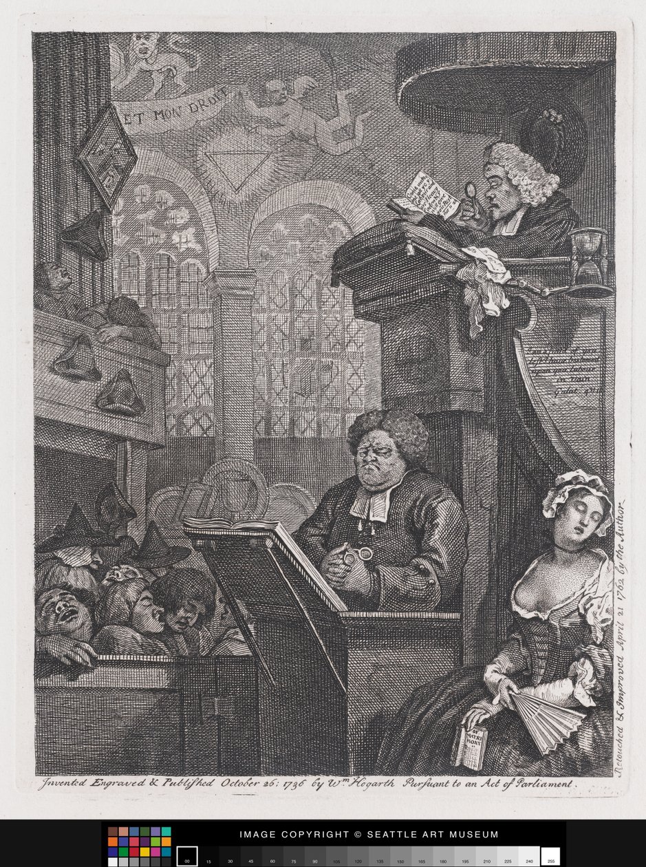 La congregación durmiente de William Hogarth