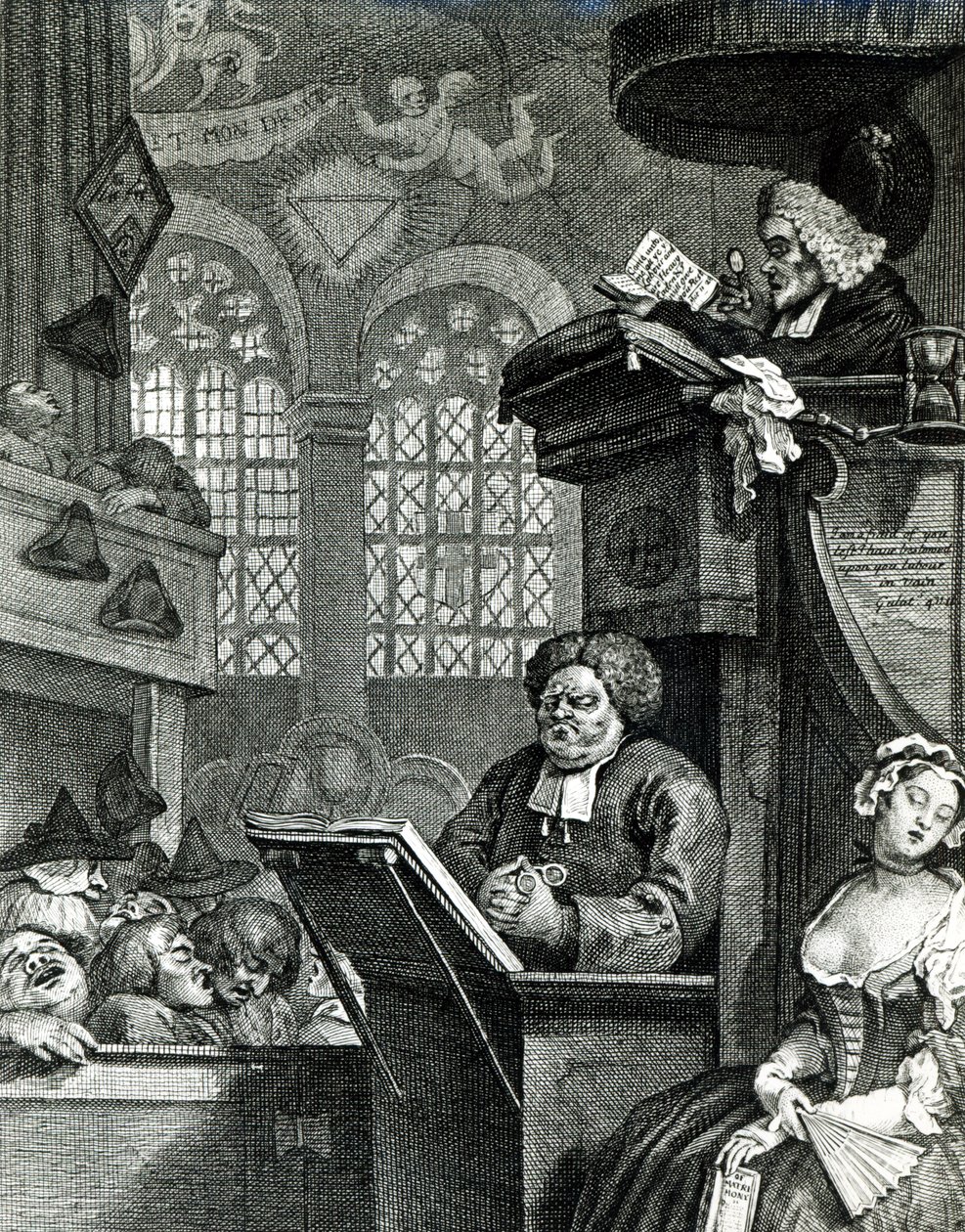 La congregación durmiente, 1736 de William Hogarth