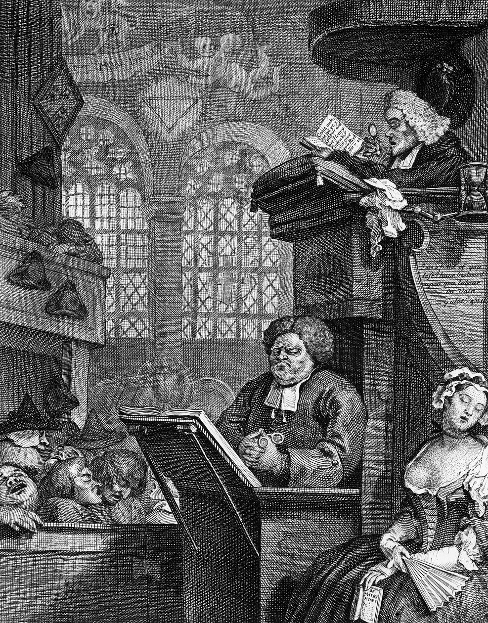 La congregación durmiente de William Hogarth