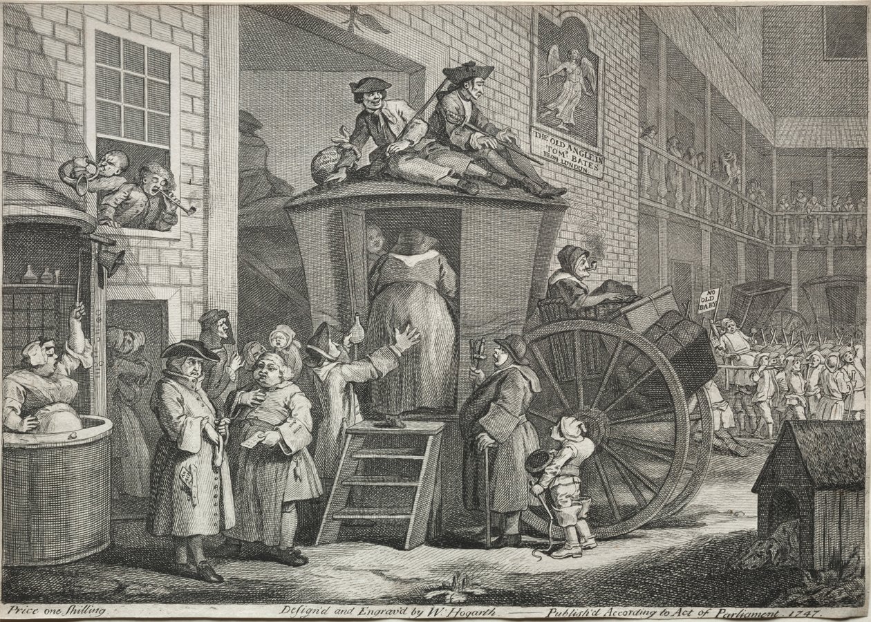 El coche de escena, 1747 de William Hogarth
