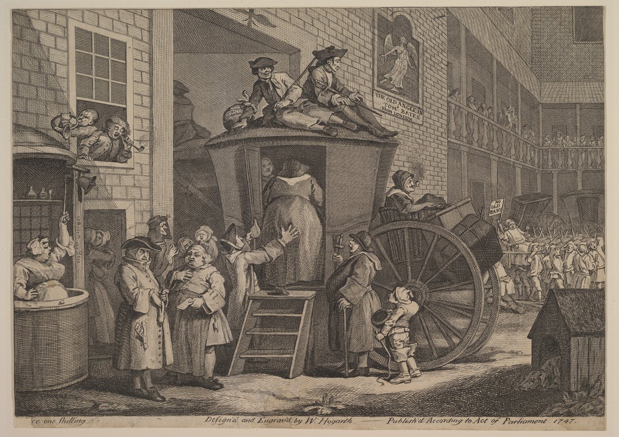 La diligencia, o El patio de la posada del campo, 1747 de William Hogarth